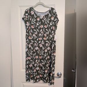 Floral Print Green Dress